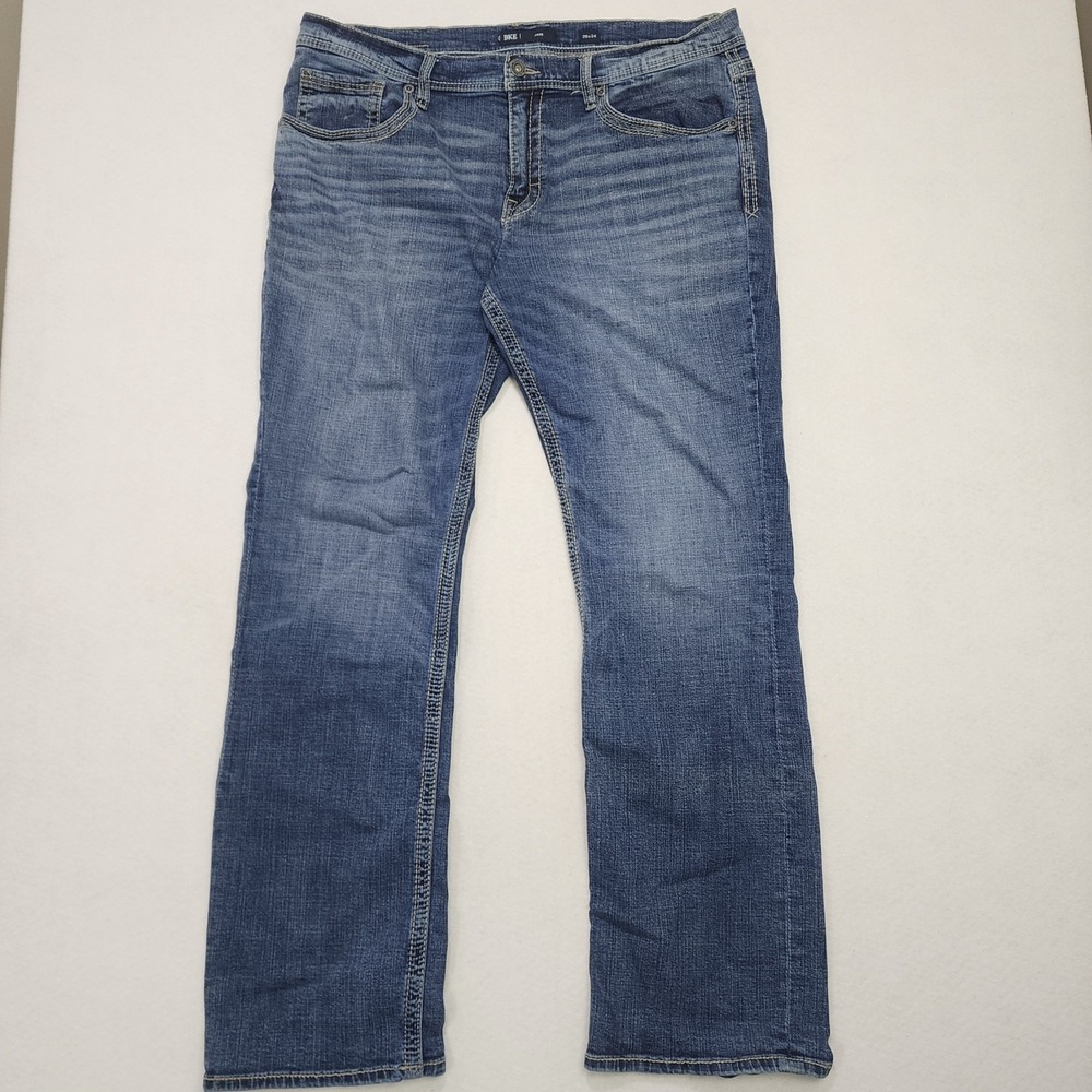 BKE Buckle Jake Jeans Mens 38x34 Blue Denim Medium Wash Stretch Bootcut Fit